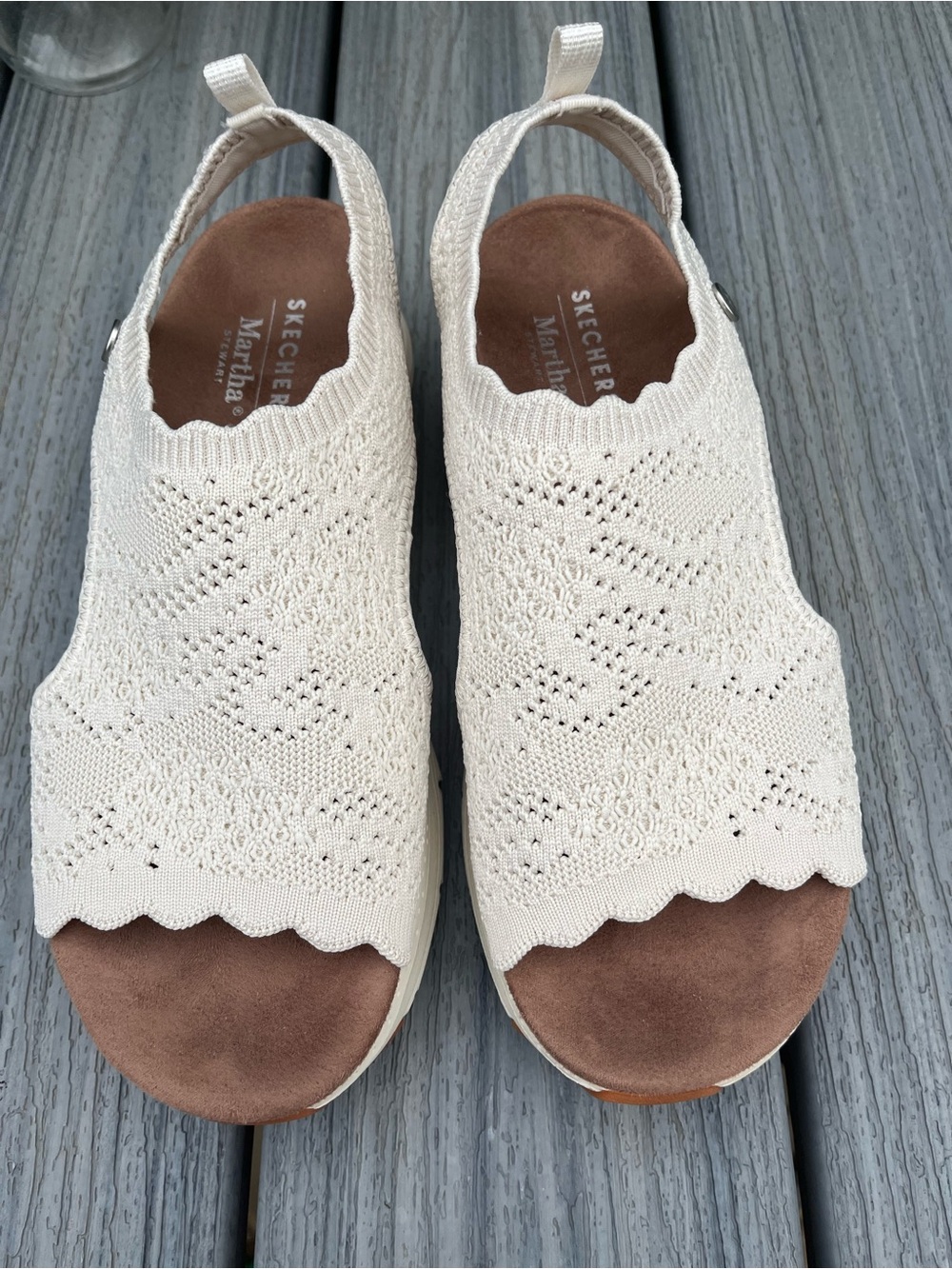 Skechers Martha Steward  Cream Knit Slingback Sandals Arch Fit Comfort 8.5